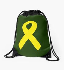 Yellow Ribbon on Green Drawstring Bag