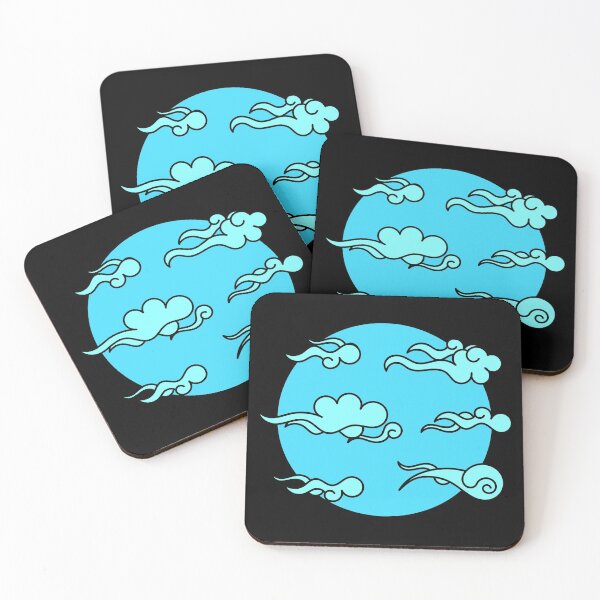 Item preview, Japanese Wind Clouds Line Art Sky Blue designed and sold by Qestro.