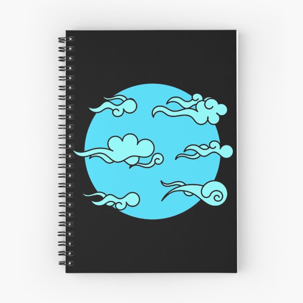 Item preview, Japanese Wind Clouds Line Art Sky Blue designed and sold by Qestro.