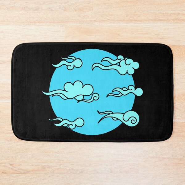 Item preview, Japanese Wind Clouds Line Art Sky Blue designed and sold by Qestro.