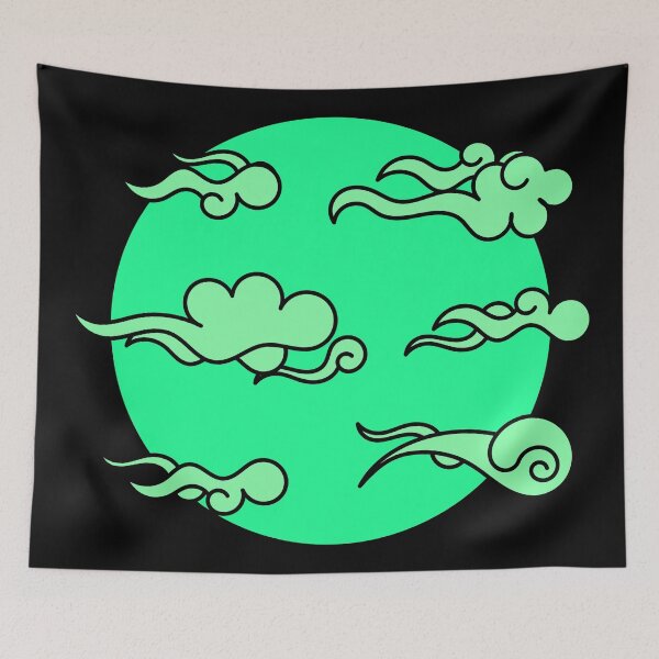 Item preview, Japanese Wind Clouds Line Art Turquoise designed and sold by Qestro.