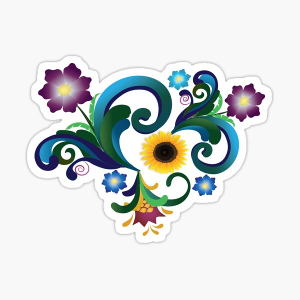 Folk-Art Flowers and Fanfare Sticker