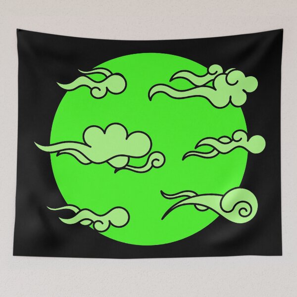Item preview, Japanese Wind Clouds Line Green designed and sold by Qestro.
