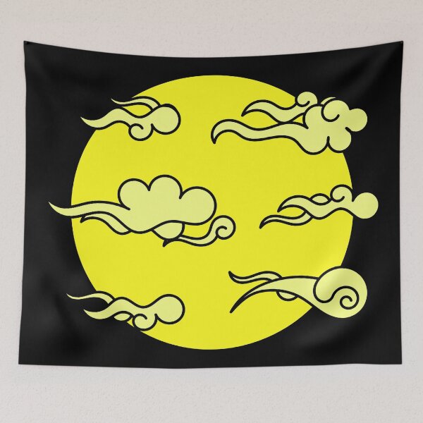 Item preview, Japanese Wind Clouds Line Yellow designed and sold by Qestro.