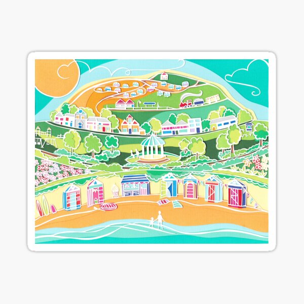 Beach hut bay Sticker