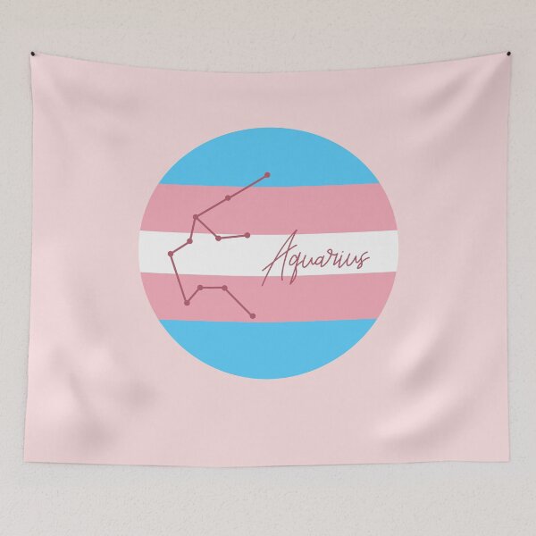 Item preview, Aquarius Zodiac Sign With Trans Pride Colours designed and sold by tinyteacups.