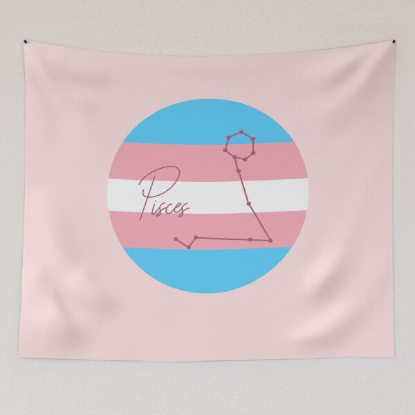 Item preview, Pisces Zodiac Sign With Trans Pride Colours designed and sold by tinyteacups.
