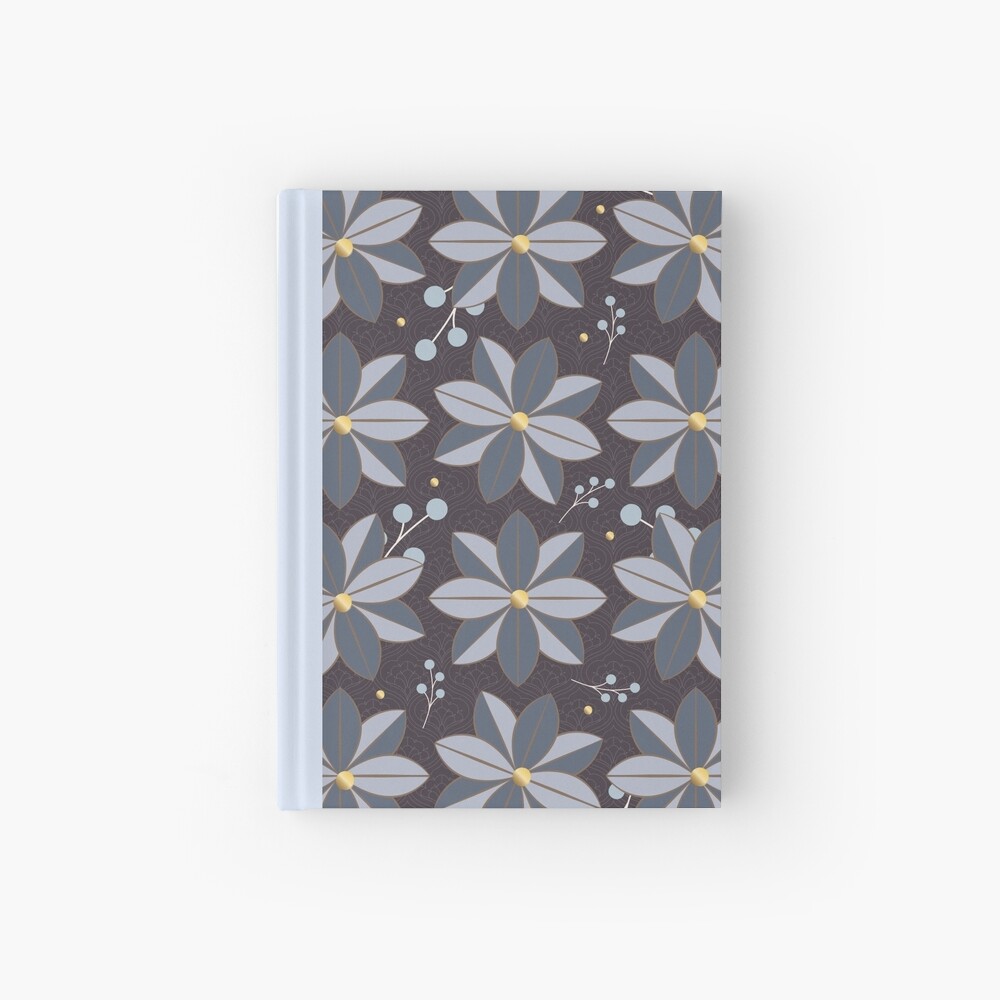 Floral Pattern 2: Purple & Blue, Flowers, Pretty, Nature, Blossom, Leaves, Berries, Home Decor Hardcover Journal