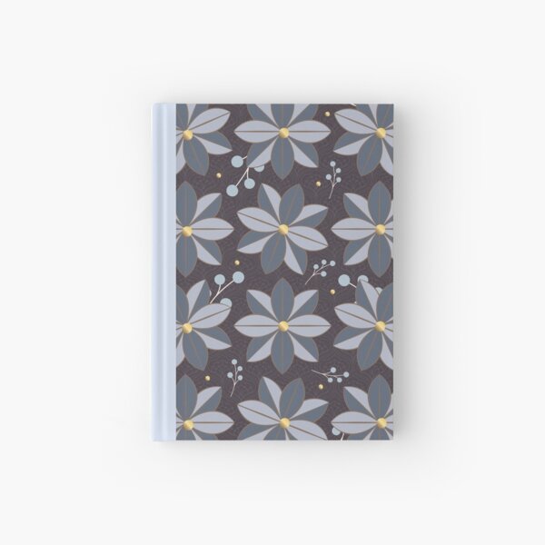 Floral Pattern 2: Purple & Blue, Flowers, Pretty, Nature, Blossom, Leaves, Berries, Home Decor Hardcover Journal