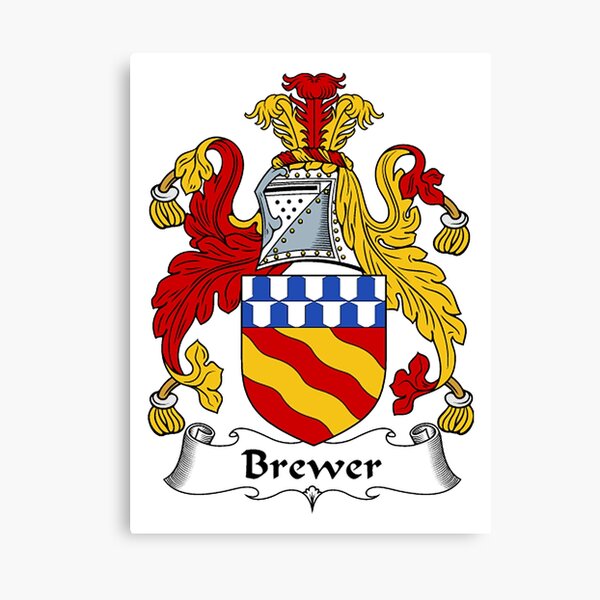 "Brewer Coat of Arms / Brewer Family Crest" Canvas Print for Sale by