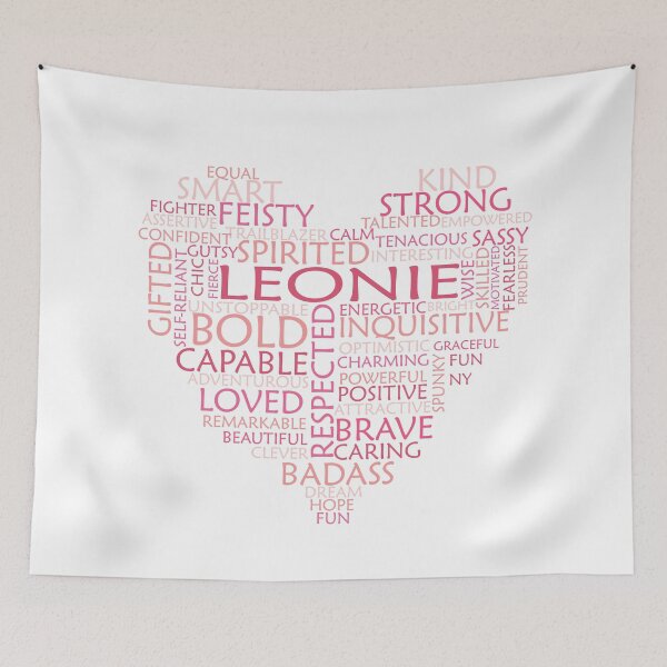 Item preview, Leonie heart word cloud shape name - pink, peach and light pink - female empowerment name personalised text - 0321 designed and sold by PrettyDesserted.