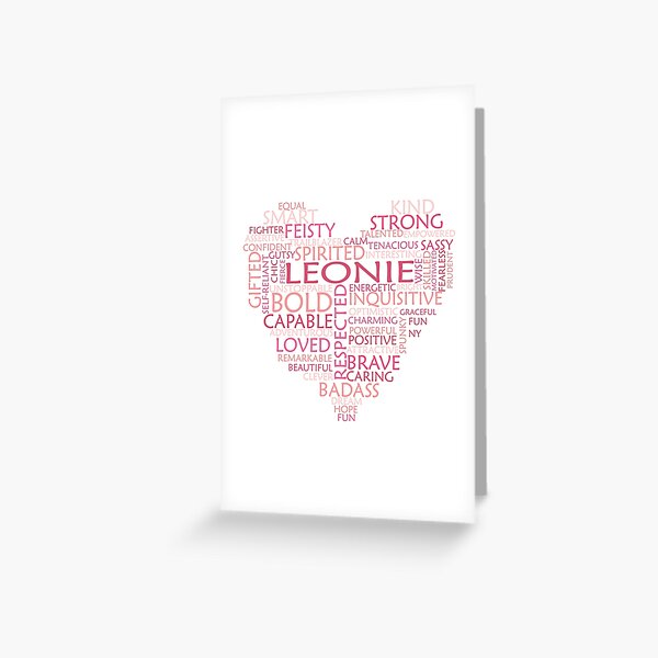 Item preview, Leonie heart word cloud shape name - pink, peach and light pink - female empowerment name personalised text - 0321 designed and sold by PrettyDesserted.