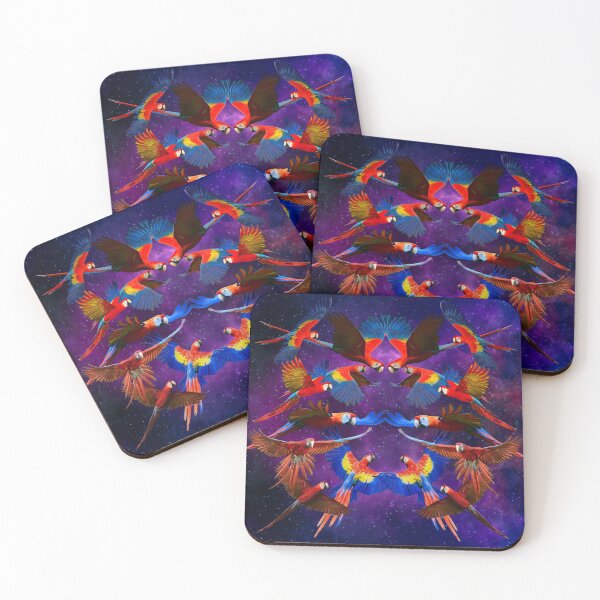 Item preview, Flock of Scarlet Macaws with Purple Galactic Background designed and sold by JungleVision.