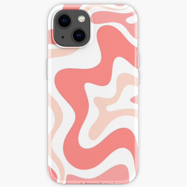 Liquid Swirl Retro Abstract Pattern in Blush Pink Tones on White iPhone Soft Case