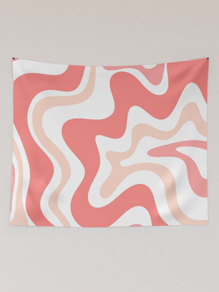 Liquid Swirl Retro Abstract Pattern in Blush Pink Tones on White | Tapestry