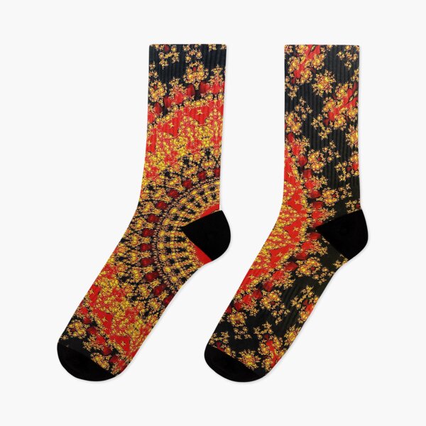 Item preview, Red and Gold Fractal and Plaid Mandala designed and sold by SeaChangeDesign.