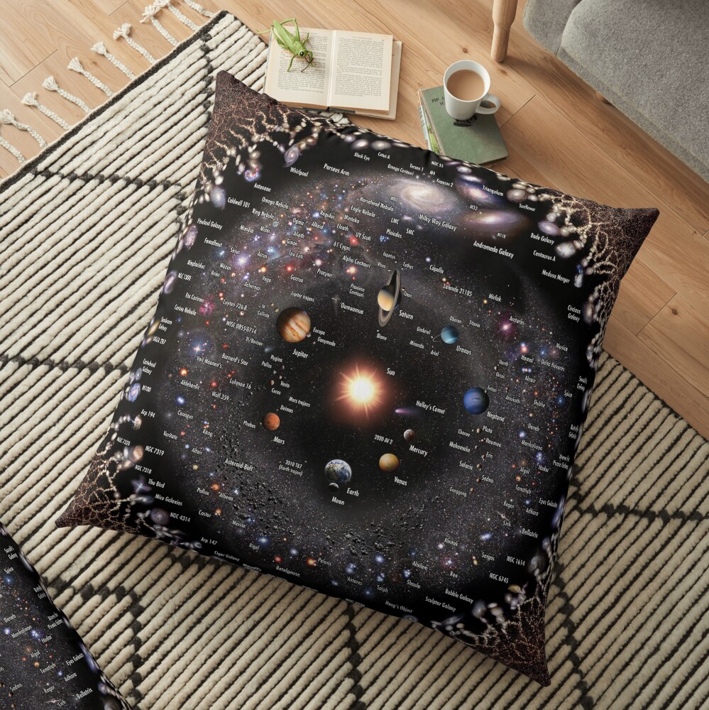 Our Galaxy and Neighbors Annotated! Floor Pillow