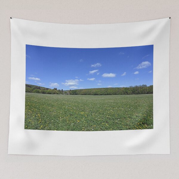 Item preview, dandelion meadow forest and blue sky springtime landscape designed and sold by goceris.