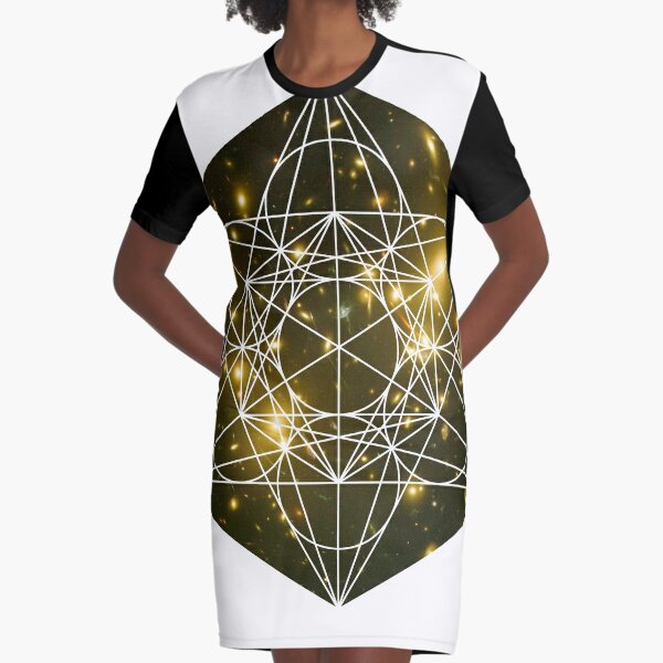 Lost Galaxy | Metatron Sacred Geometry Sticker Graphic T-Shirt Dress