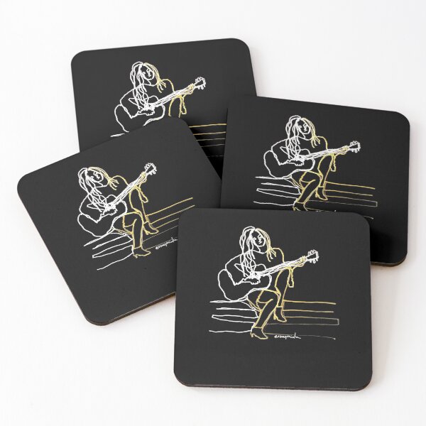 Item preview, Woman playing guitar, musician ambidextrous line drawing designed and sold by orangerinka.