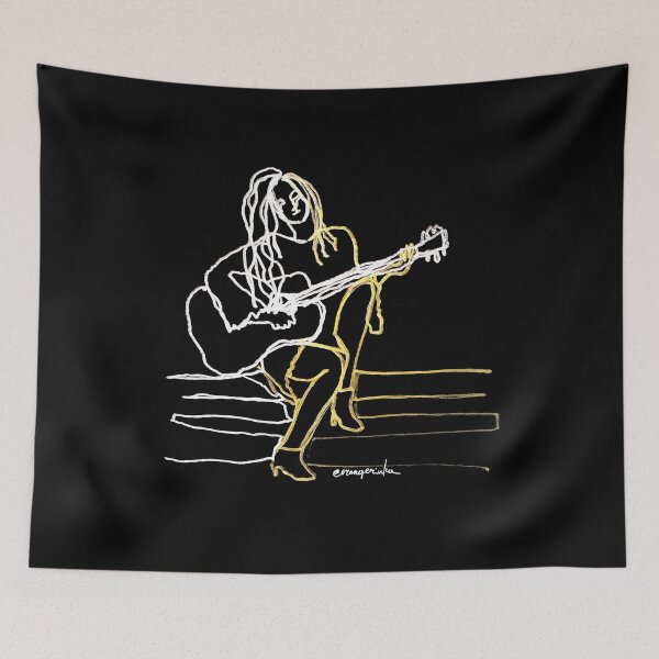 Item preview, Woman playing guitar, musician ambidextrous line drawing designed and sold by orangerinka.