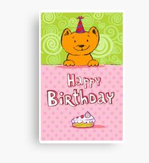 Happy birthday cat design card Canvas Print