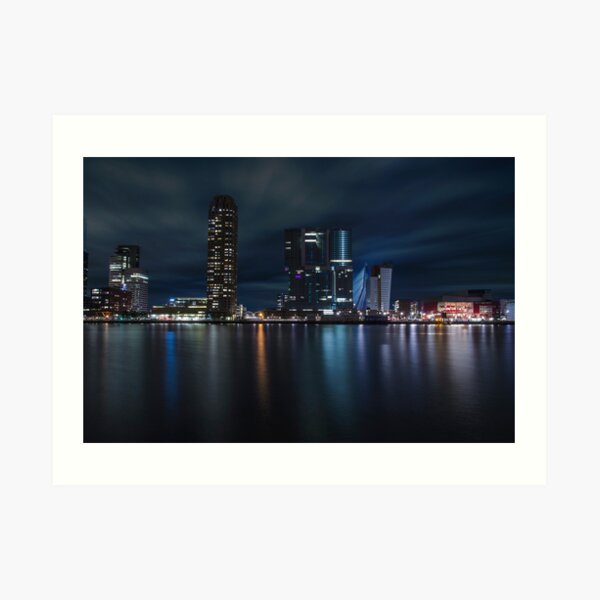 Rotterdam skyline by night Art Print