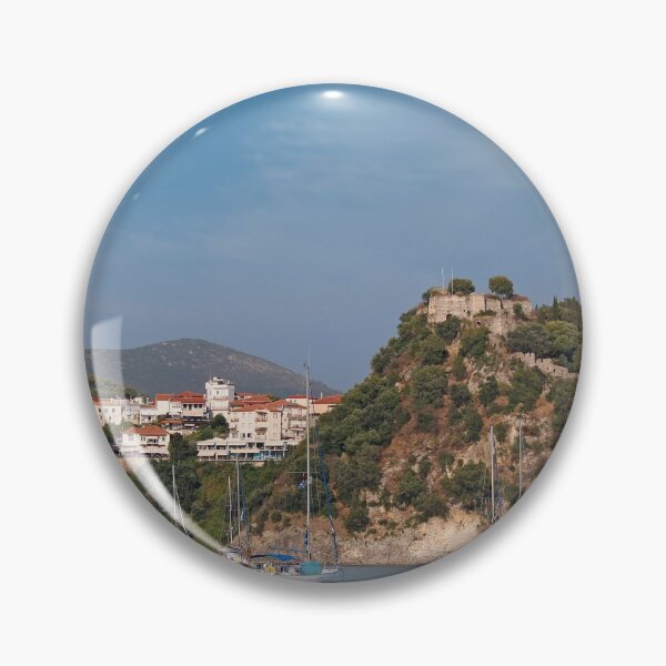 Item preview, old ruined castle on hill and Parga town in summer  designed and sold by goceris.