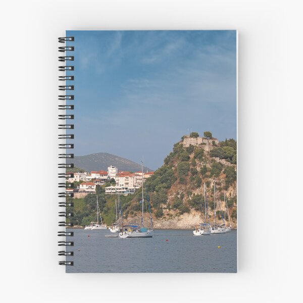 Item preview, old ruined castle on hill and Parga town in summer  designed and sold by goceris.