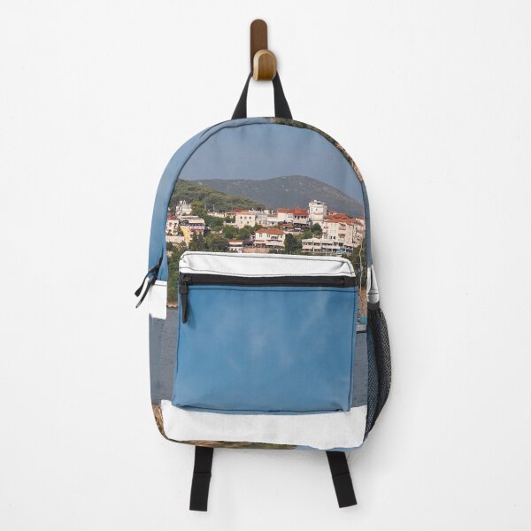 Item preview, old ruined castle on hill and Parga town in summer  designed and sold by goceris.