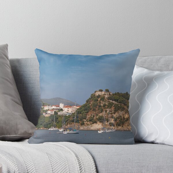 Item preview, old ruined castle on hill and Parga town in summer  designed and sold by goceris.