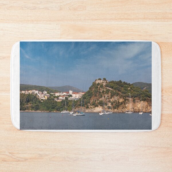 Item preview, old ruined castle on hill and Parga town in summer  designed and sold by goceris.