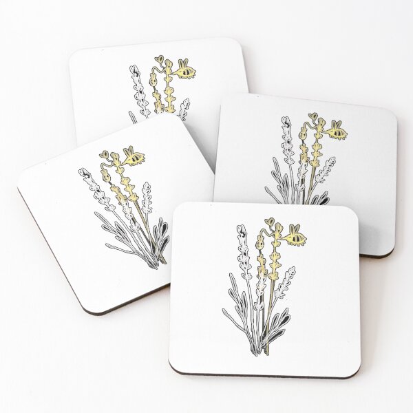 Item preview, Lavender and bee ambidextrous line drawing designed and sold by orangerinka.