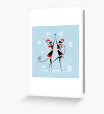 Amusing Christmas cats graphics Greeting Card