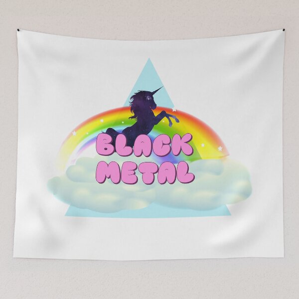 Item preview, BLACK METAL UNICORN RAINBOW designed and sold by sherwinc.