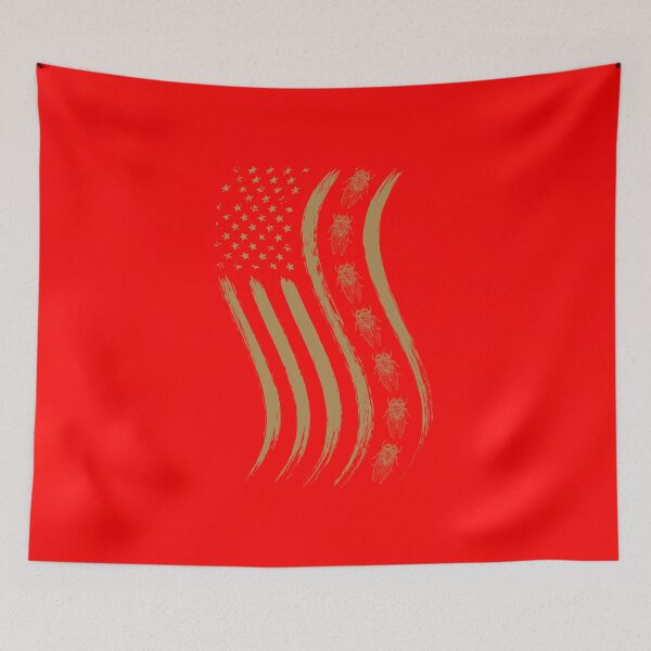 Item preview, Cicada Line in Distressed US Flag for Cicada Reemergence design designed and sold by No Limits T-Shirts.