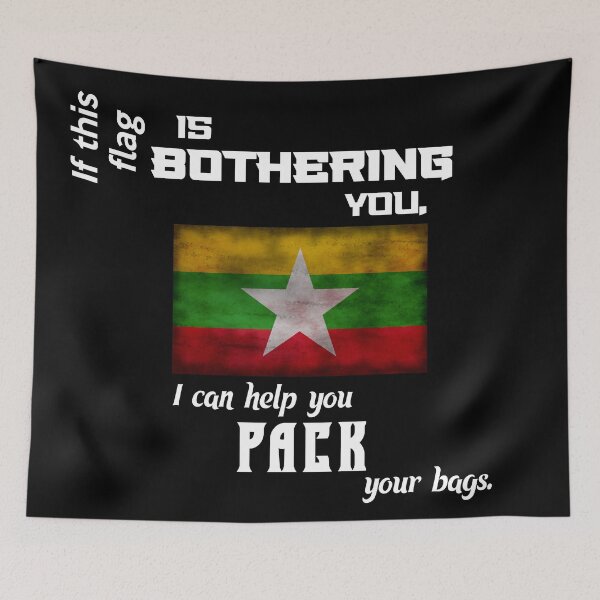Item preview, Burmese flag - pack your bags designed and sold by 2Girls1Shirt.
