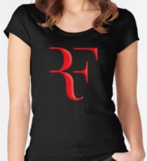 rf, roger federer, roger, federer, tennis, wimbledon, grass, tournament, ball, legend, sport, australia, nadal, net, cool, logo, perfect. Women's Fitted Scoop T-Shirt