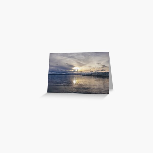 Molde at Dusk: A Captivating Art Print of the City and its Seascape Greeting Card