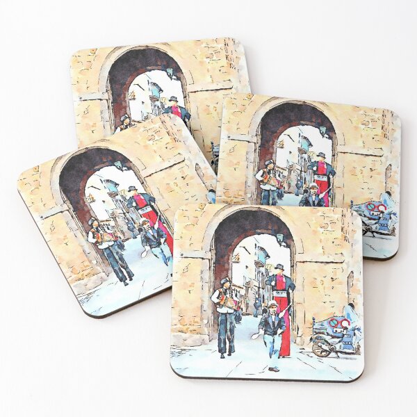 Item preview, Barbarano Romano: three acrobats outside the door of the village designed and sold by Giuseppe Cocco.
