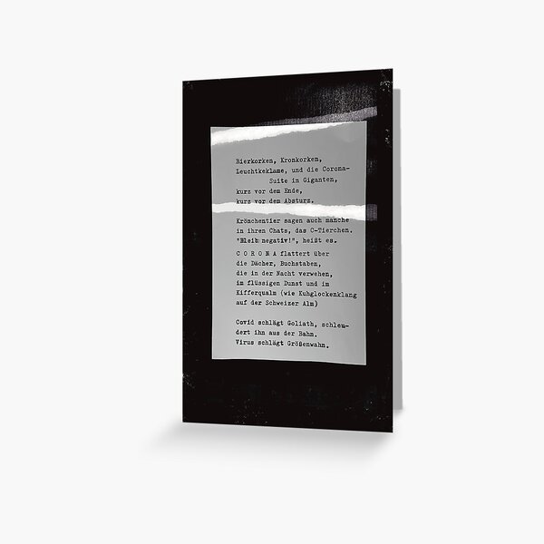 Bierkorken, Kronkorken ... Gedicht 21 aus Lockdwon - ein C-MOVIE von Pfeiffer & Meister Grußkarte