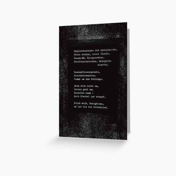 Hygienekonzepte für Abfallreste ... Gedicht 23 aus Lockdwon - ein C-MOVIE von Pfeiffer & Meister Grußkarte