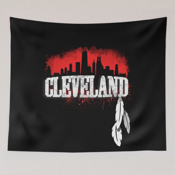 Item preview, Red Cleveland Ohio Skyline Distressed Vintage Silhouette Cle Oh Cityscape Architecture  designed and sold by WillPowerApp.