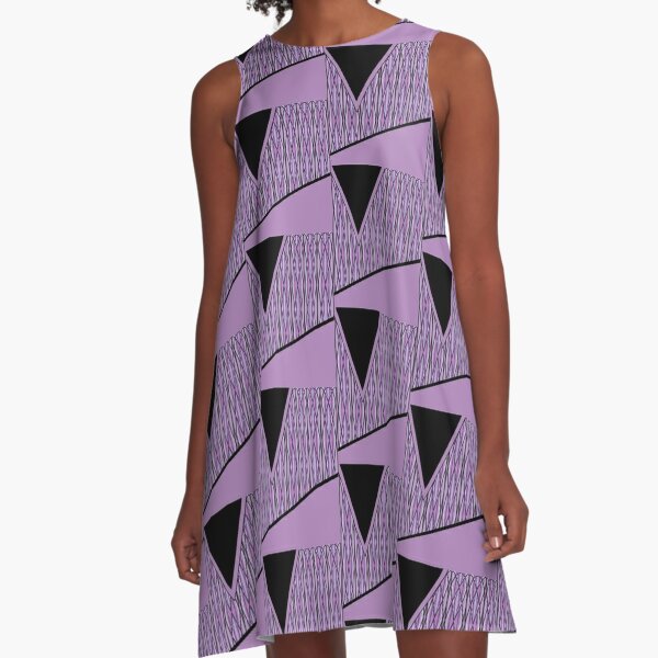 Busy Purple Abstract A-Line Dress