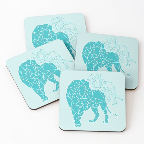 Item preview, Lions, turquoise origami digital art designed and sold by NymphWareroom.