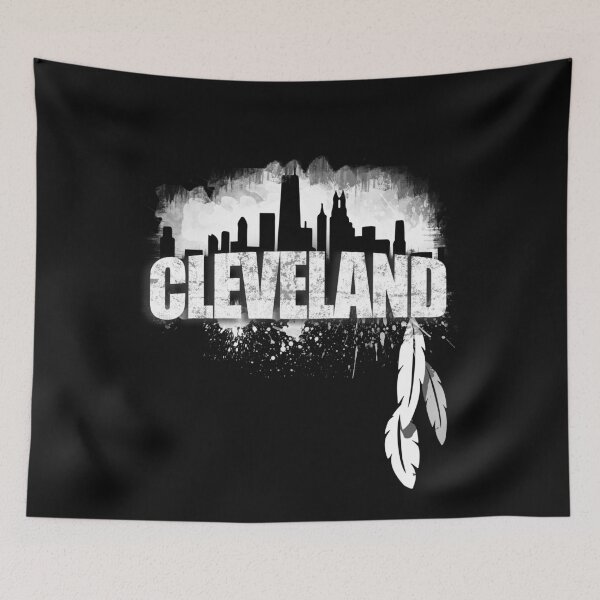 Item preview, Black White Cleveland Ohio Skyline Distressed Vintage Silhouette Cle Oh Cityscape Architecture  designed and sold by WillPowerApp.