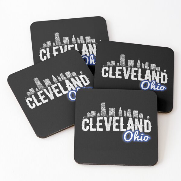 Item preview, Black White Cleveland Ohio Skyline Distressed Vintage Silhouette Cle Oh Cityscape Architecture  designed and sold by WillPowerApp.
