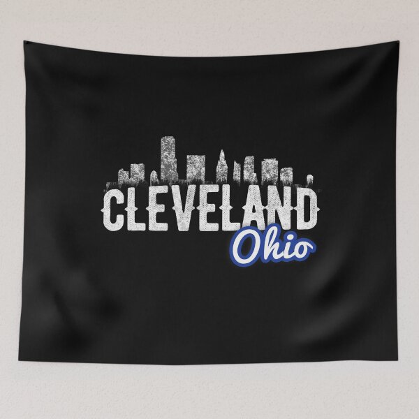 Item preview, Black White Cleveland Ohio Skyline Distressed Vintage Silhouette Cle Oh Cityscape Architecture  designed and sold by WillPowerApp.