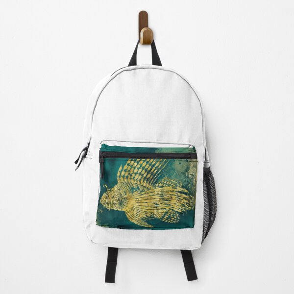 Item preview, Watercolor art printing of tropical fish in rich blue ocean colors and metallic golden designed and sold by SilverSpiral.