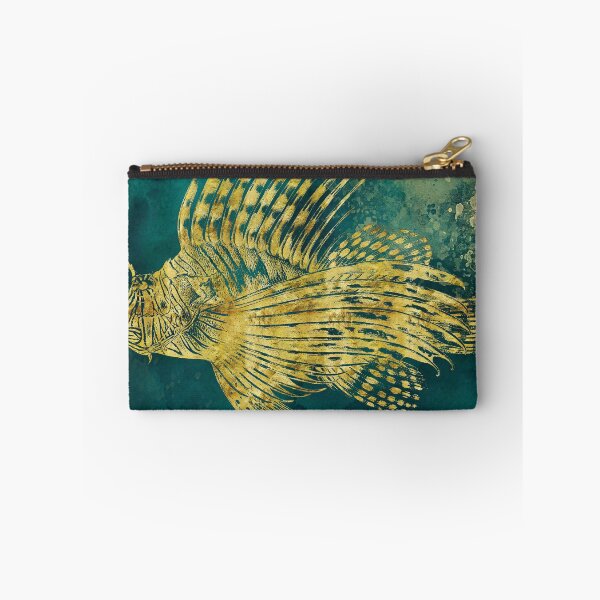 Item preview, Watercolor art printing of tropical fish in rich blue ocean colors and metallic golden  designed and sold by SilverSpiral.